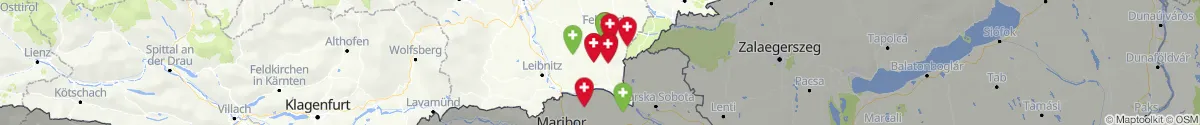 Kartenansicht für Apotheken-Notdienste in der Nähe von Tieschen (Südoststeiermark, Steiermark)